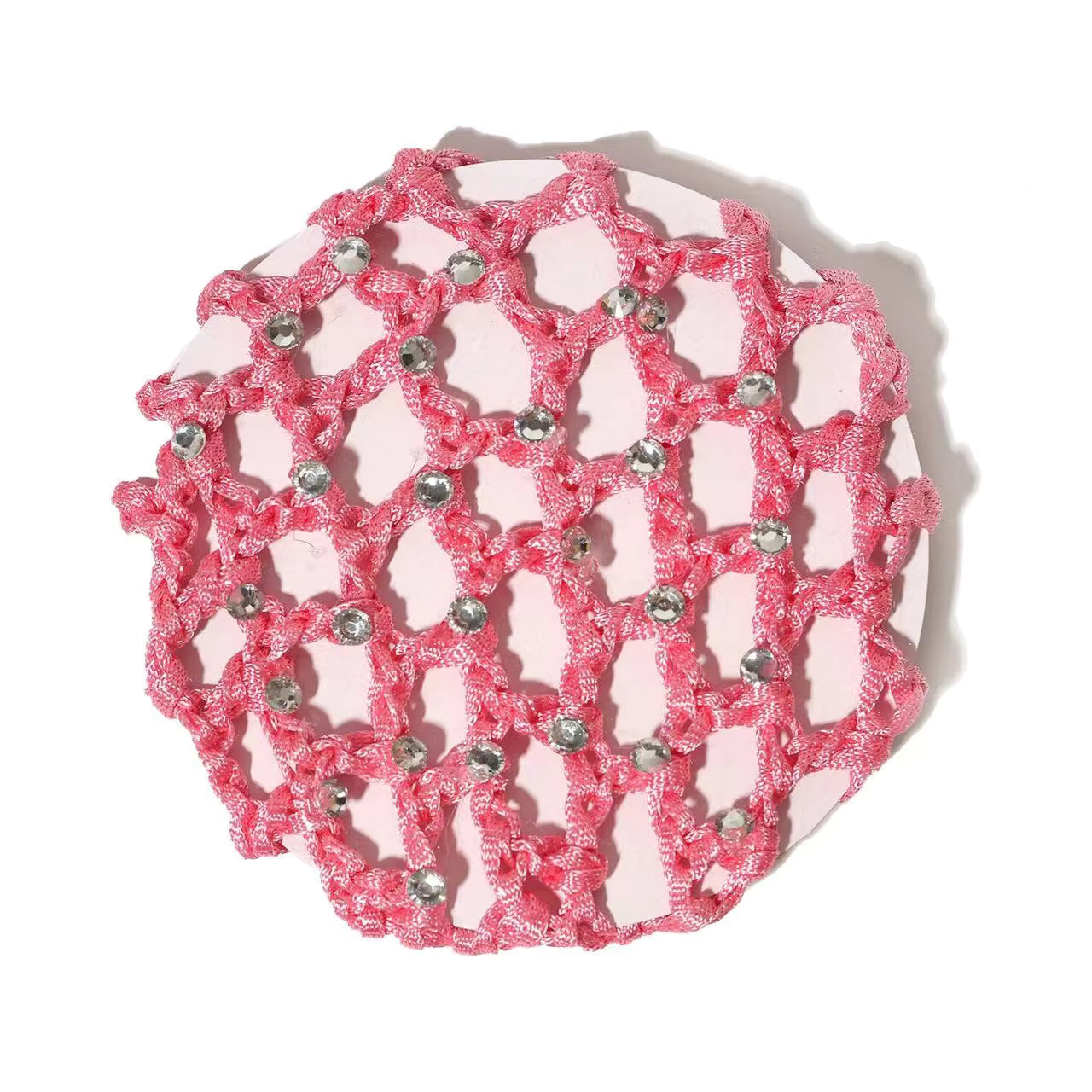 THD Crocheted Ribbon Hair Bun Net with Crystals