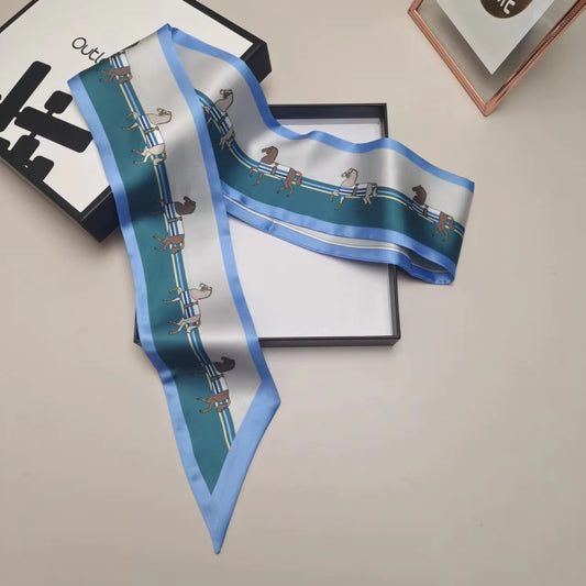 MANDY Horse Design Silk Look Skinny Scarf