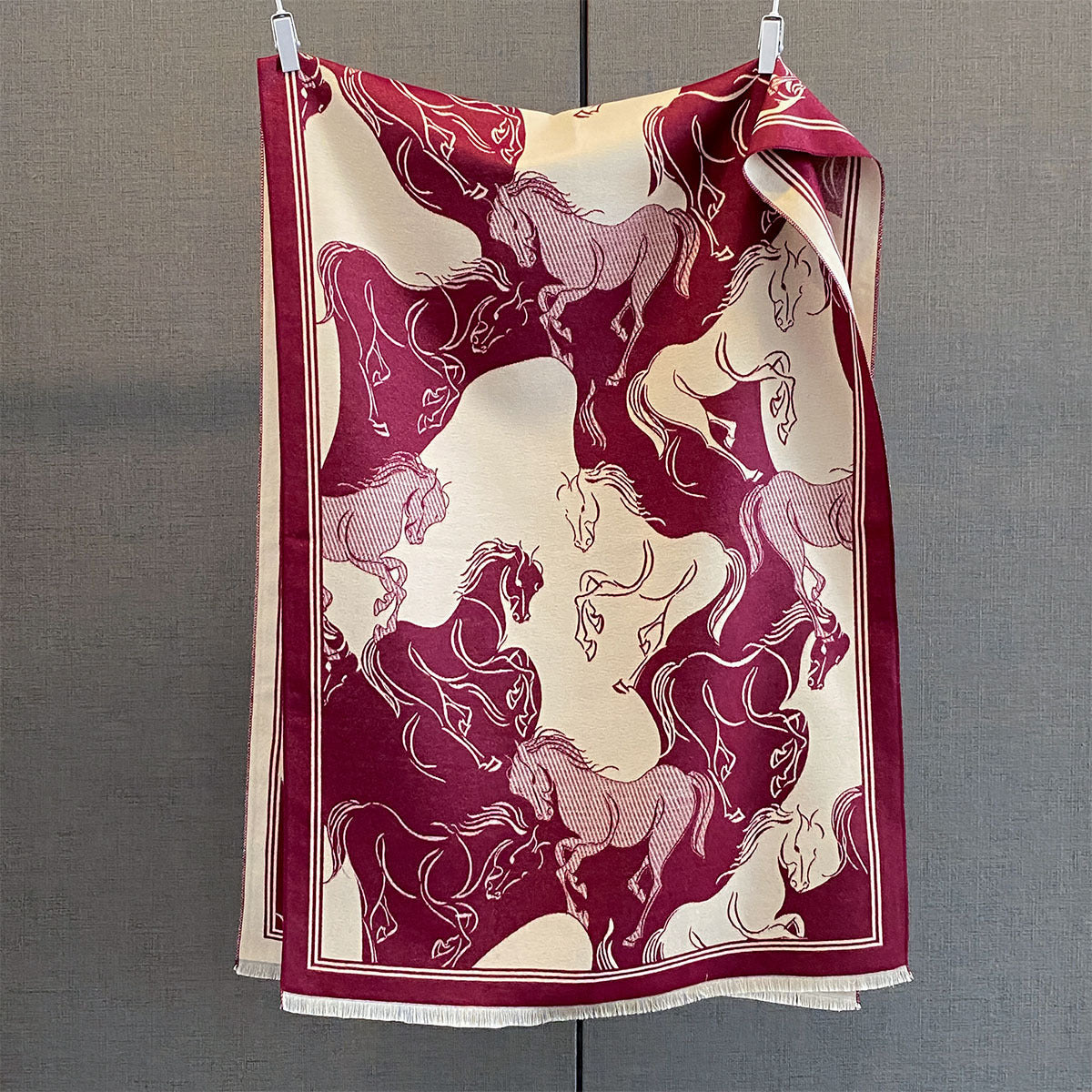 EARL Horse Design Cashmere Blend Pashmina/Shawl
