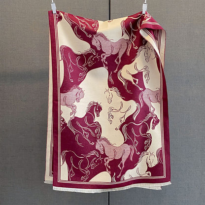 EARL Horse Design Cashmere Blend Pashmina/Shawl