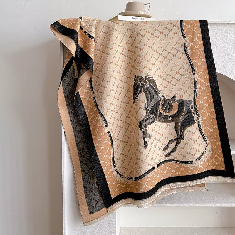 LAHORE Horse Design Cashmere Pashmina/Shawl
