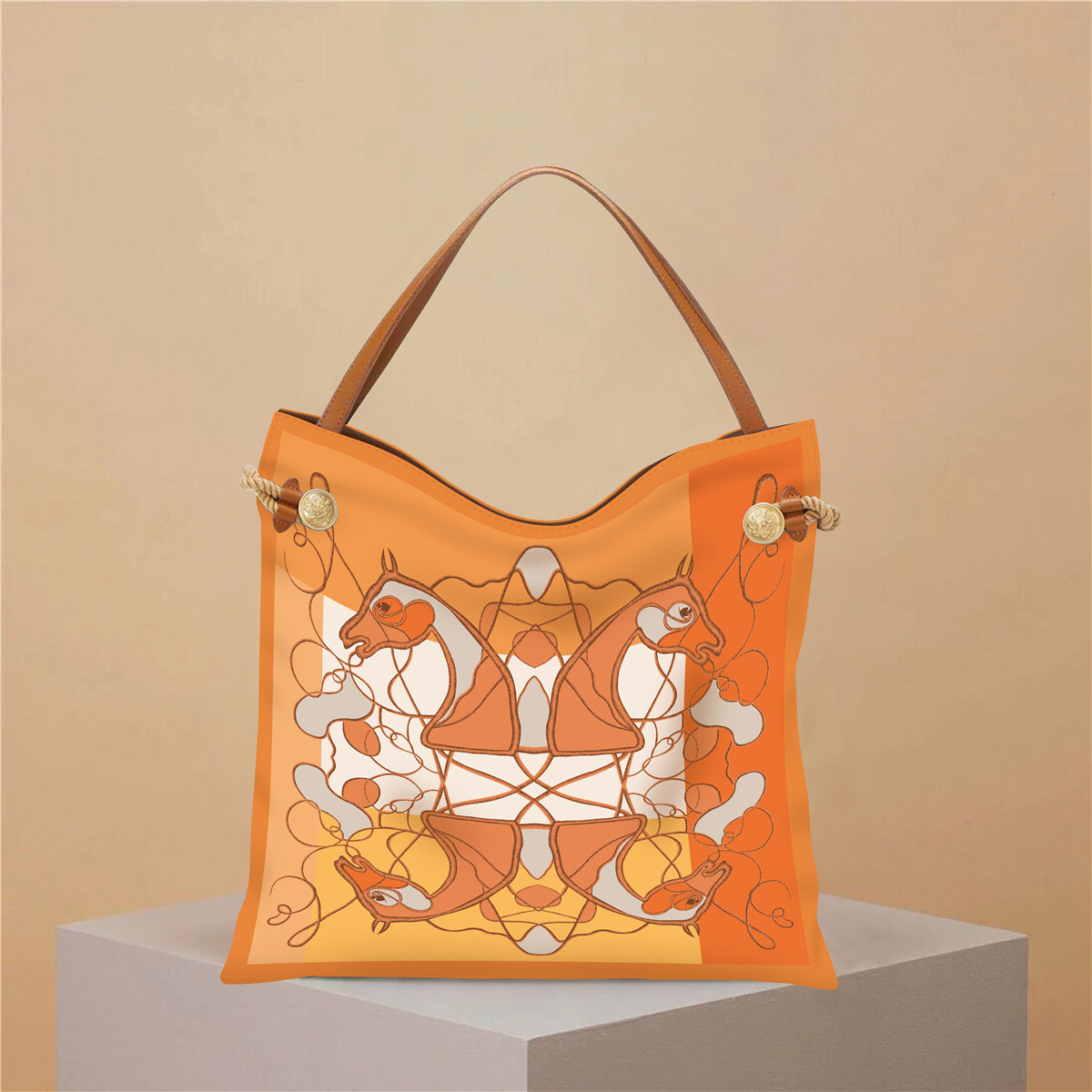 PIPER Horse Print Canvas/Satin Bag