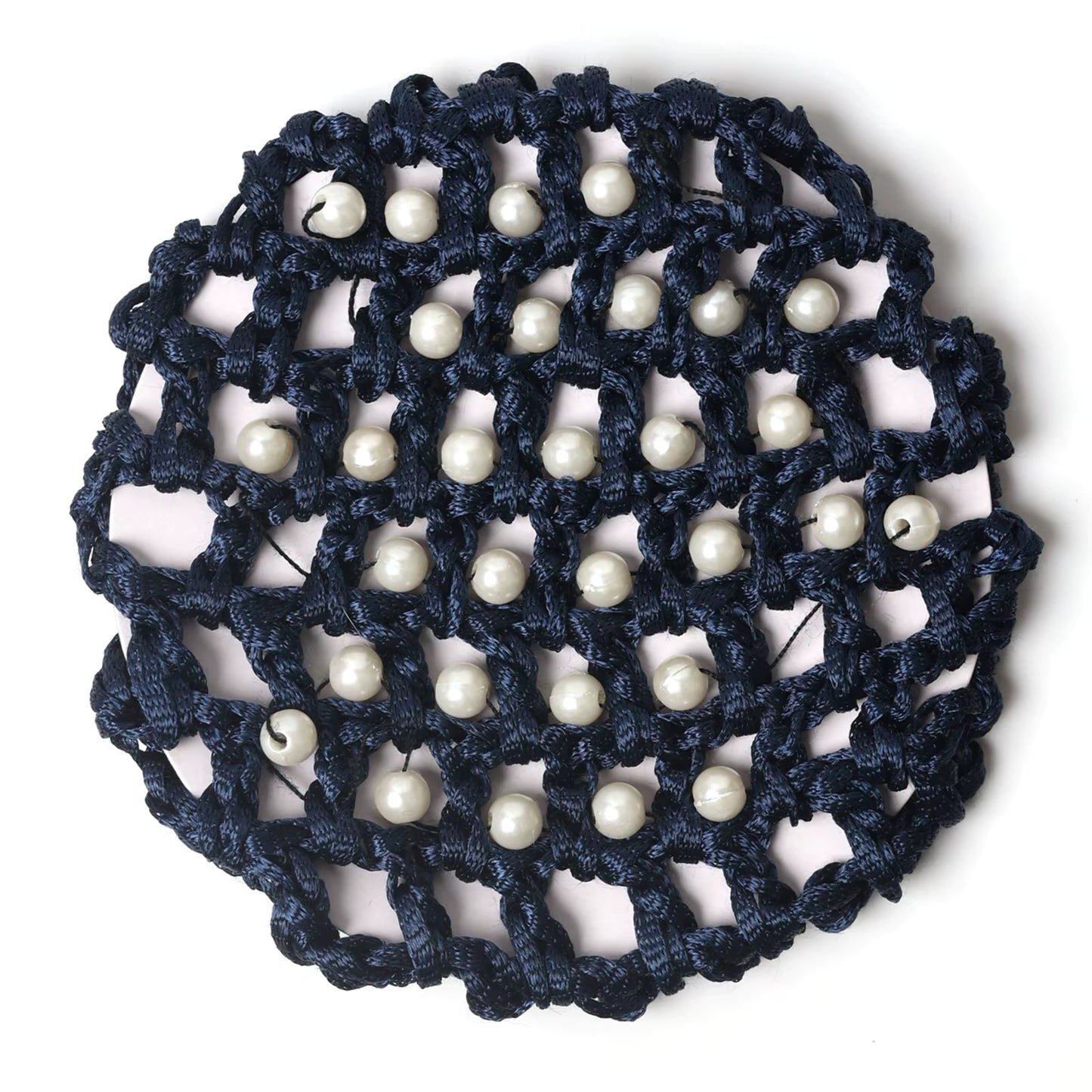 THD Crocheted Ribbon Hair Bun Net with Pearls