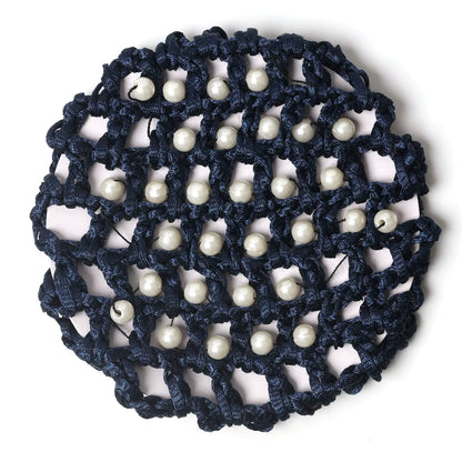 THD Crocheted Ribbon Hair Bun Net with Pearls