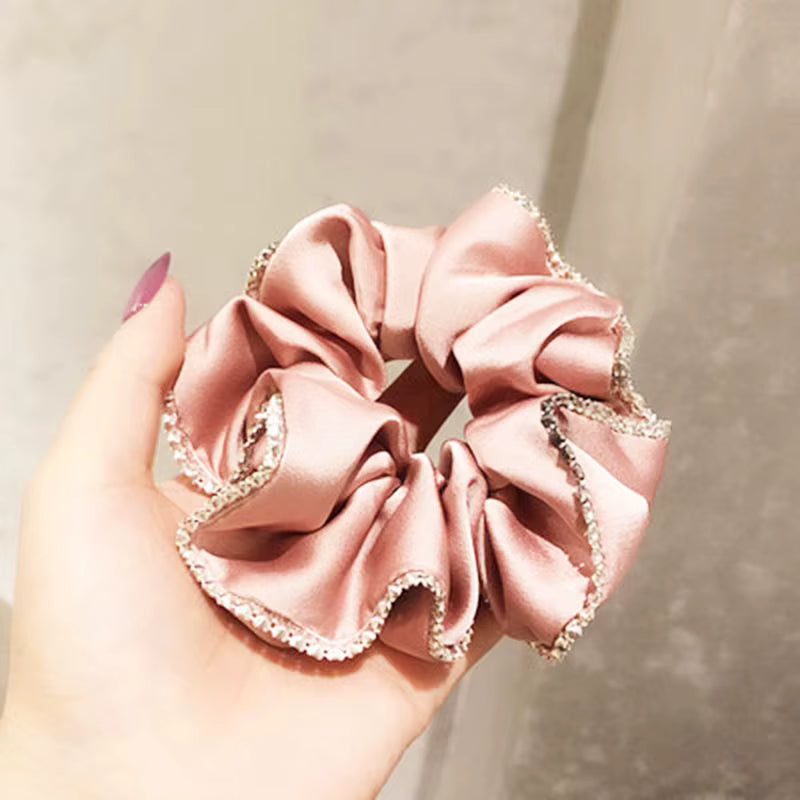 BRIDGET Rhinestone Edge Satin Scrunchie
