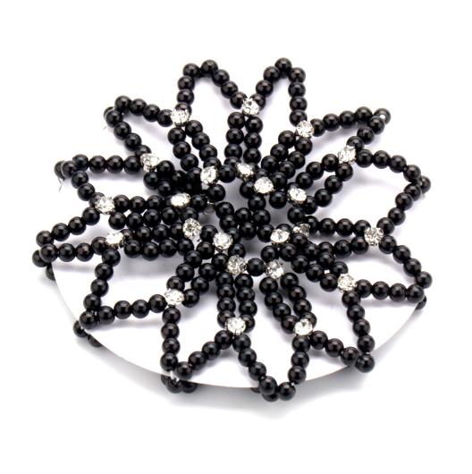 THD Pearl Elastic Hair Bun Net with Crystals