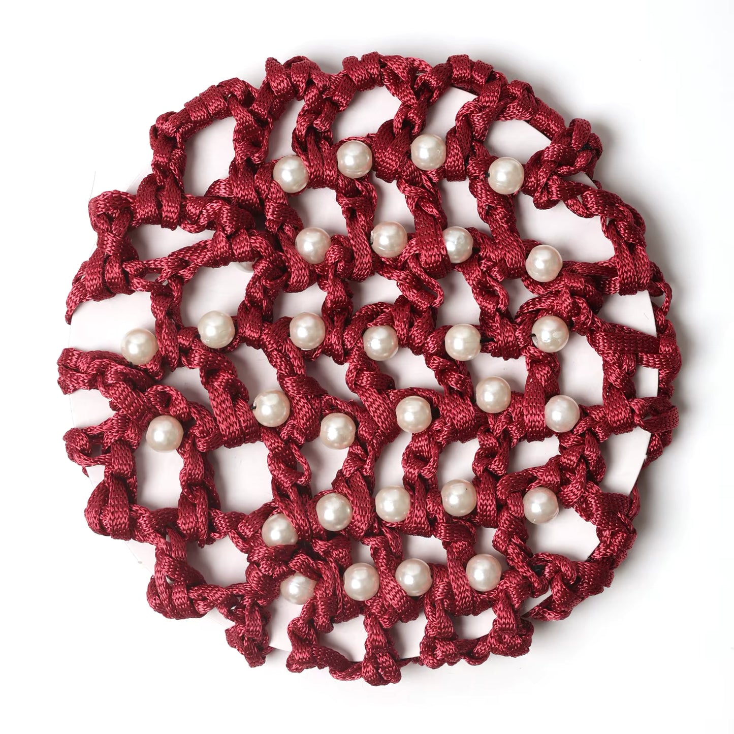 THD Crocheted Ribbon Hair Bun Net with Pearls