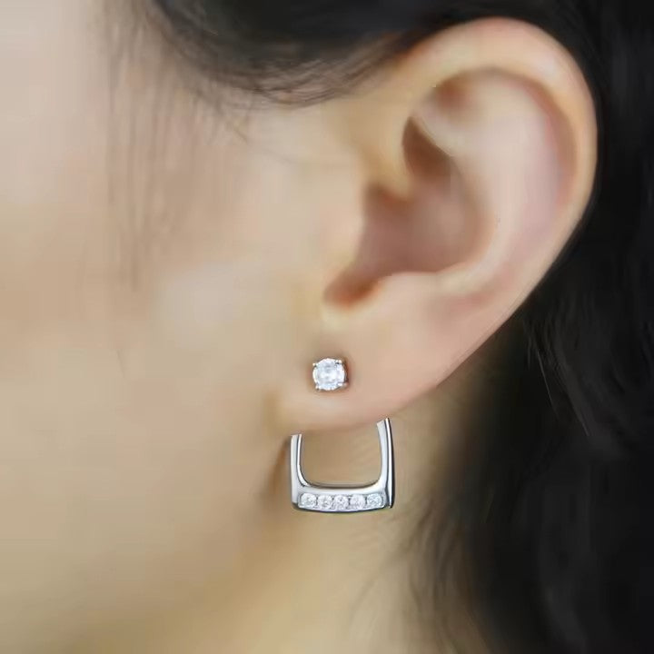 THD Large Stirrup Iron Earring with Cubic Zirconia's