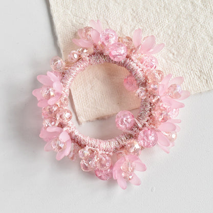 THD Crystal, Pearls and Beaded Flowers Hair Tie