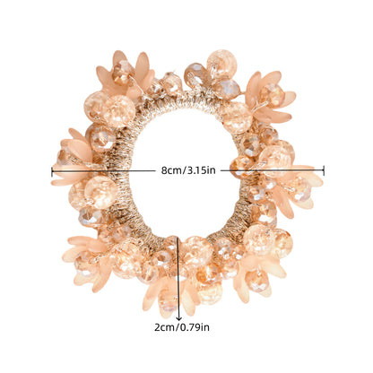 THD Crystal, Pearls and Beaded Flowers Hair Tie