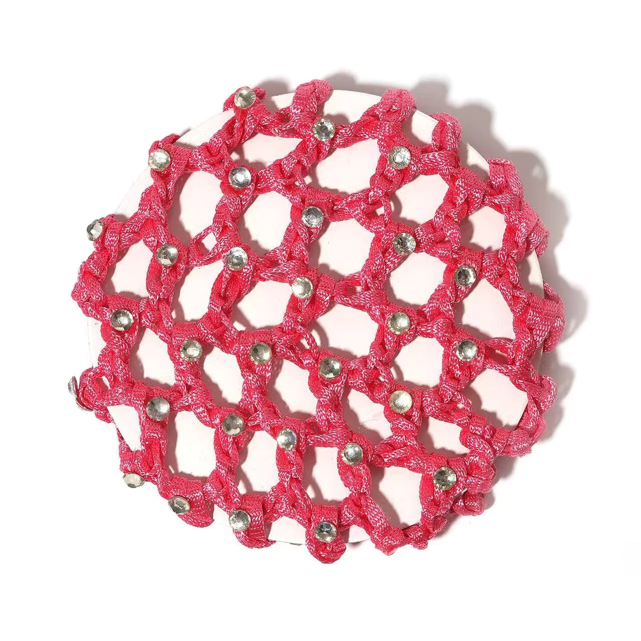 THD Crocheted Ribbon Hair Bun Net with Crystals