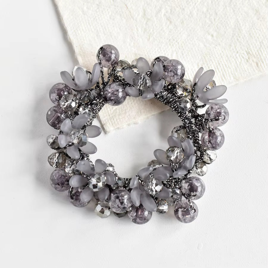 THD Crystal, Pearls and Beaded Flowers Hair Tie