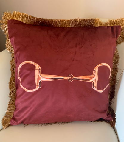 The Horse Den Bit Print Tassel Cushion Cover
