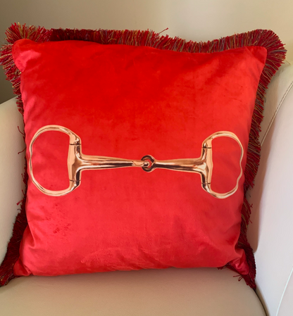 The Horse Den Bit Print Tassel Pillow Cover