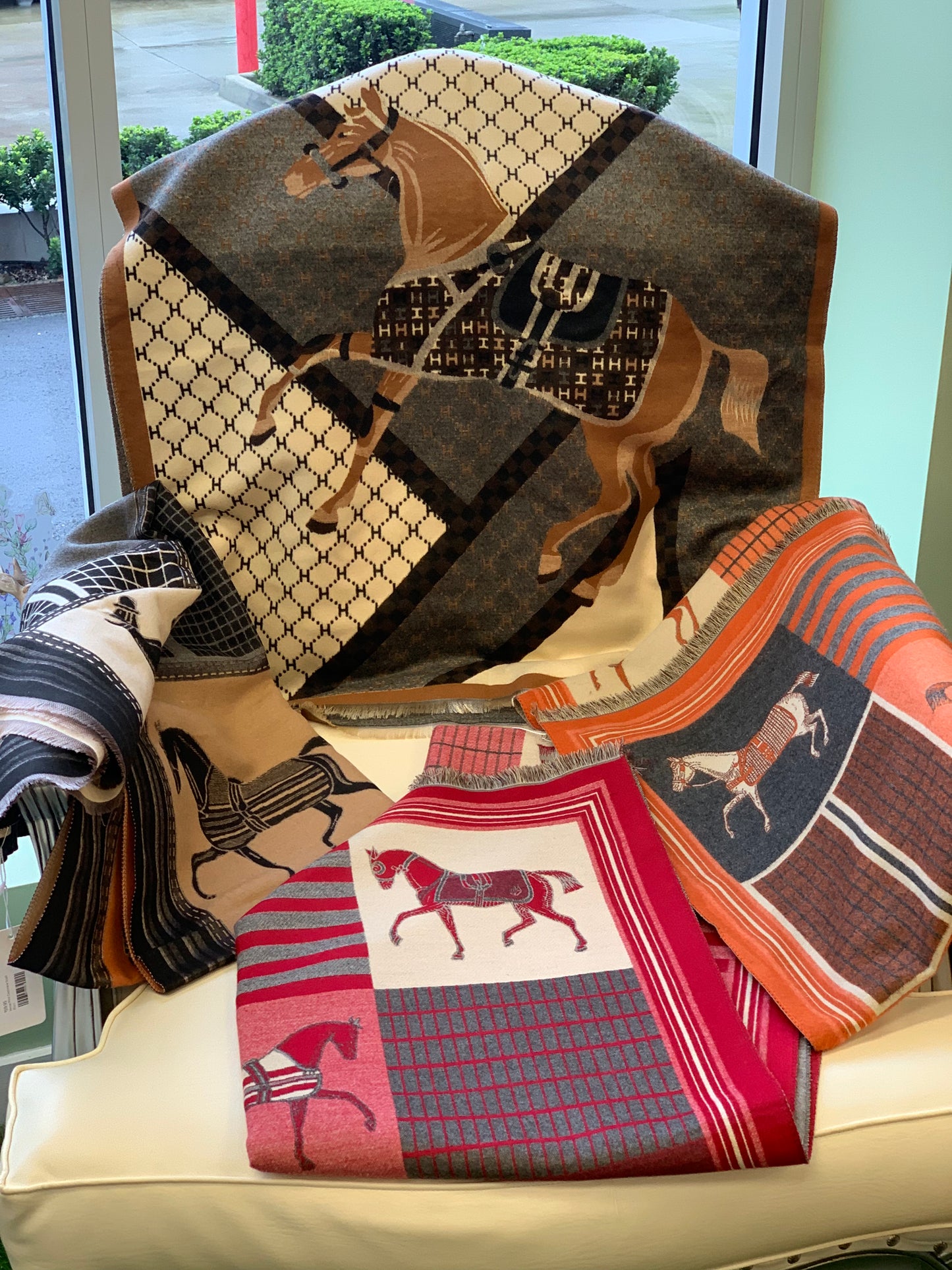Horse Print Cashmere Scarf