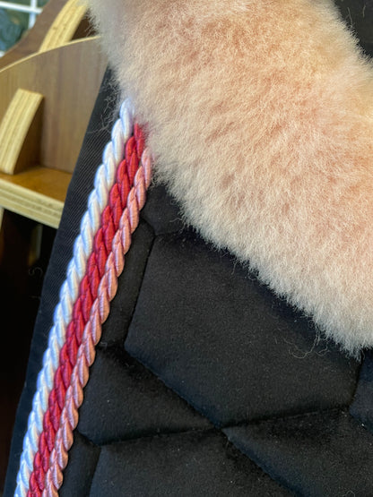 Mattes Square Jump SaddlePad - Black Velvet - Top Sheepskin - Medium