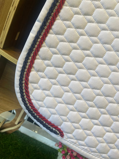 Mattes Square Dressage SaddlePad - White Quilt - No Sheepskin - Medium