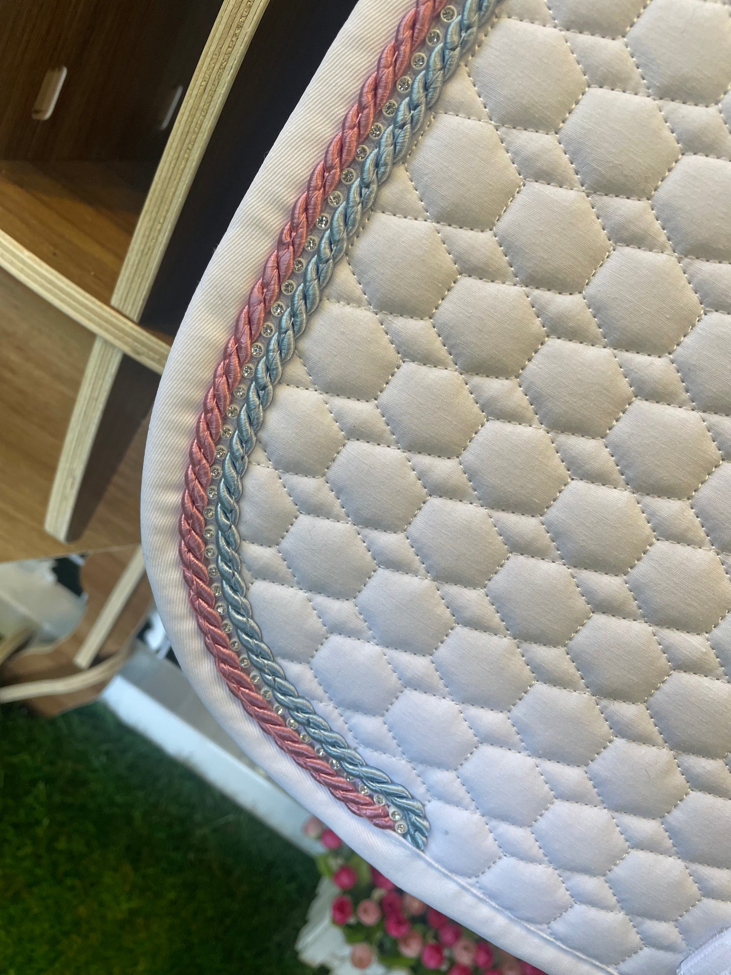 Mattes Square Dressage SaddlePad - White Quilt - No Sheepskin - Small