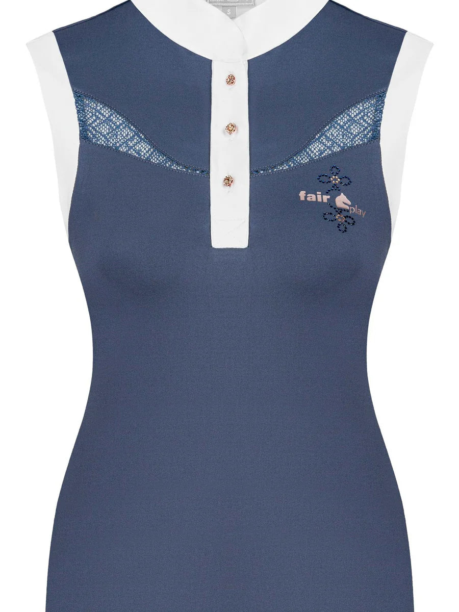 FairPlay Cecile Steel Blue Rose Gold Sleeveless Shirt
