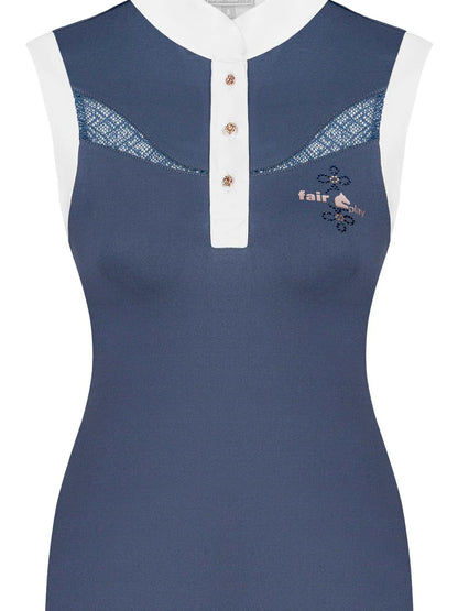 FairPlay Cecile Steel Blue Rose Gold Sleeveless Shirt