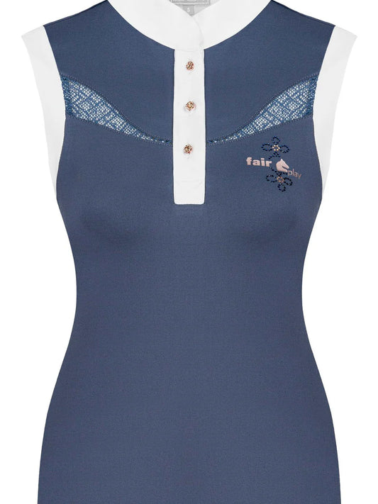 FairPlay Cecile Steel Blue Rose Gold Sleeveless Shirt