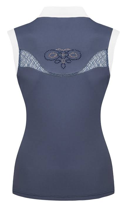 FairPlay Cecile Steel Blue Rose Gold Sleeveless Shirt