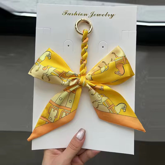 PAULETTE Horse Print Silk Scarf Keyring/Bag Charm