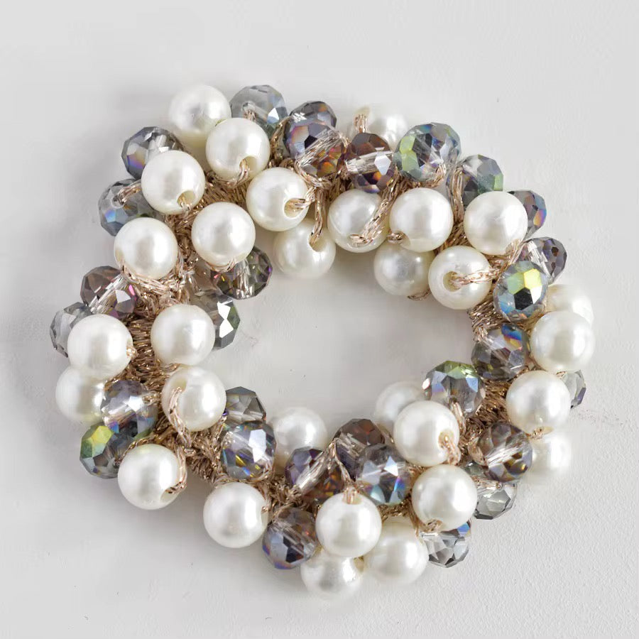 THD Imitation Crystal & Pearl Scrunchie