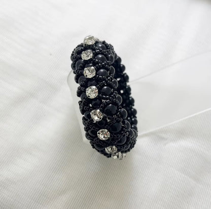 THD Pearl Hair Scrunchie with Beads and Crystals