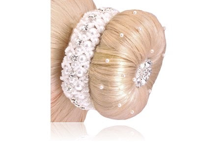 THD Pearl Hair Scrunchie with Beads and Crystals