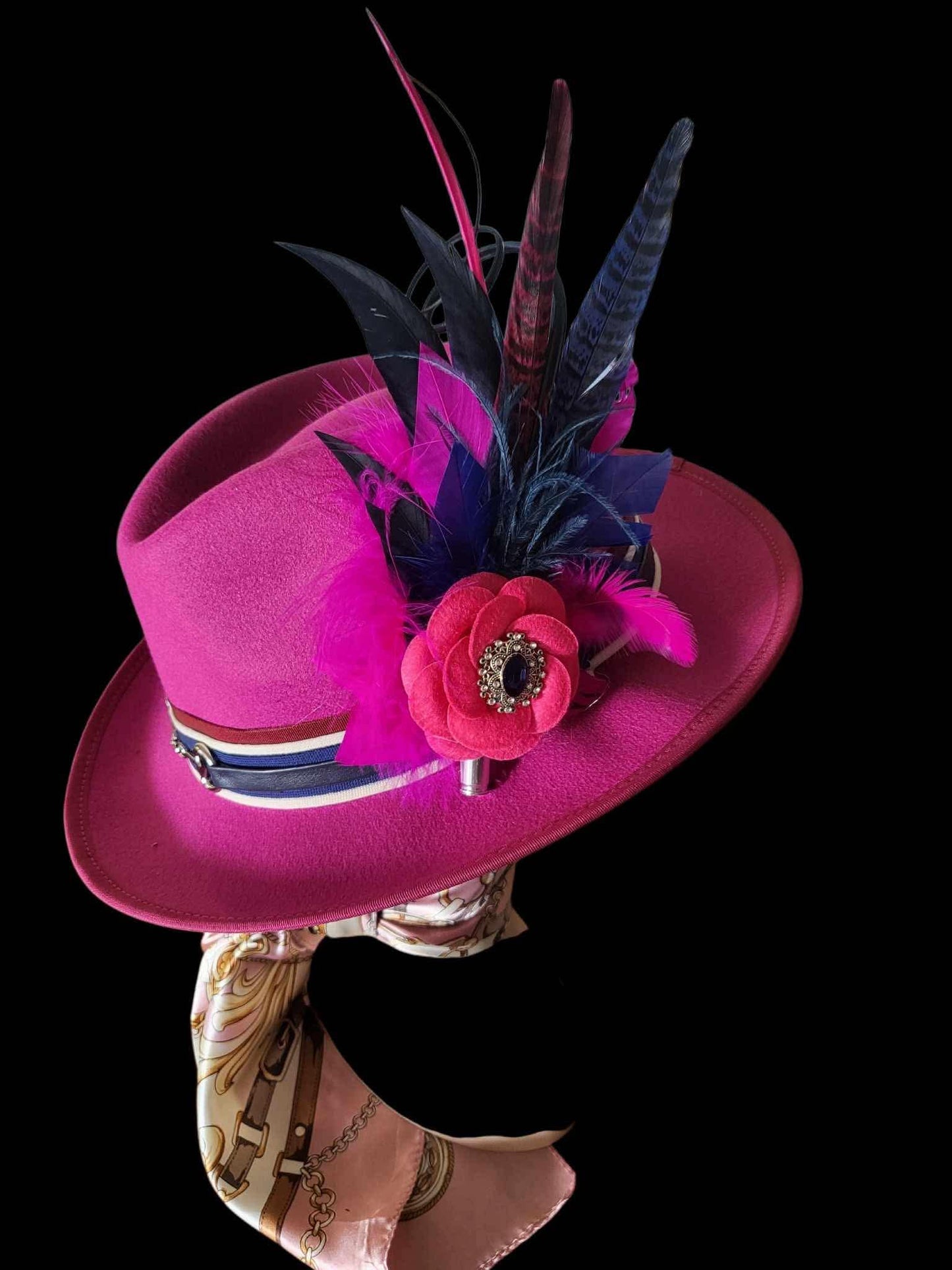 Parkhill Hot Pink Fedora wth Feather Pin