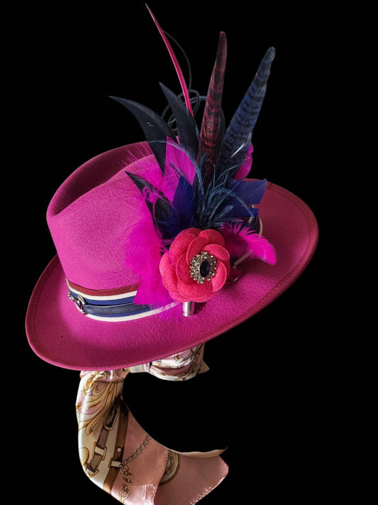 Parkhill Hot Pink Fedora wth Feather Pin
