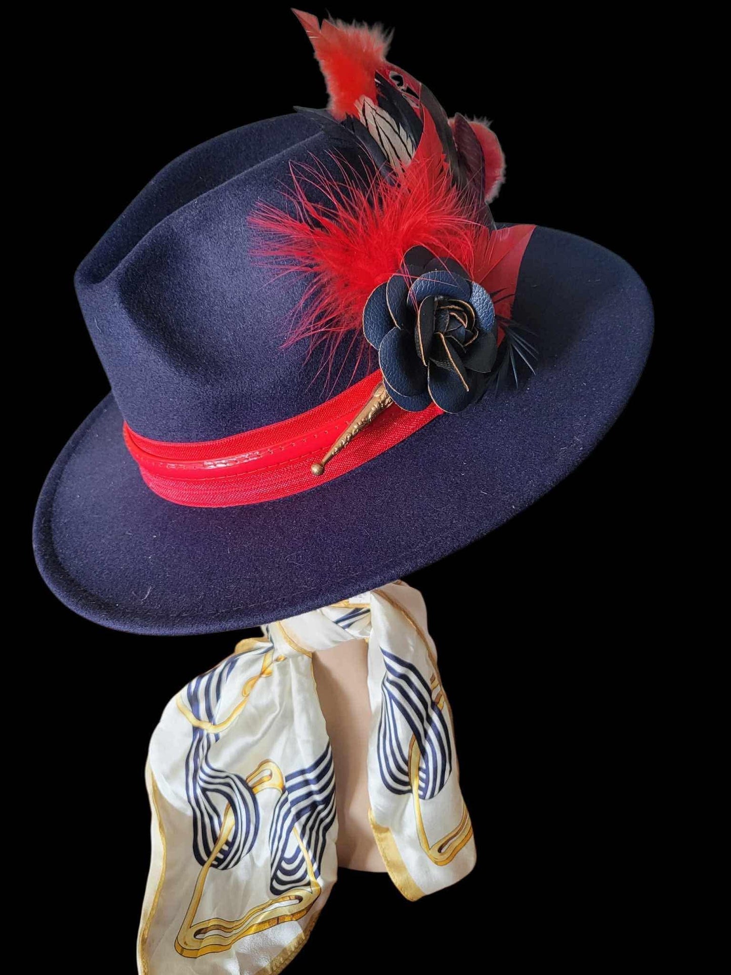 Parkhill Navy Fedora with Feather Pin