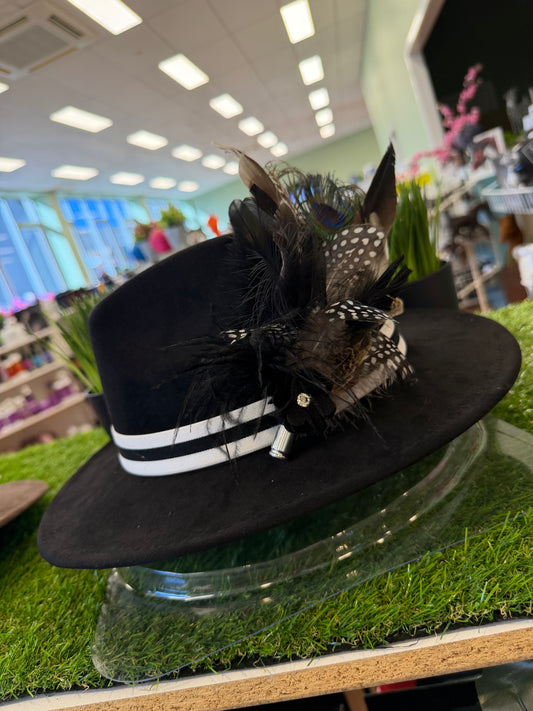 Parkhill Black Fedora with Feather Pin