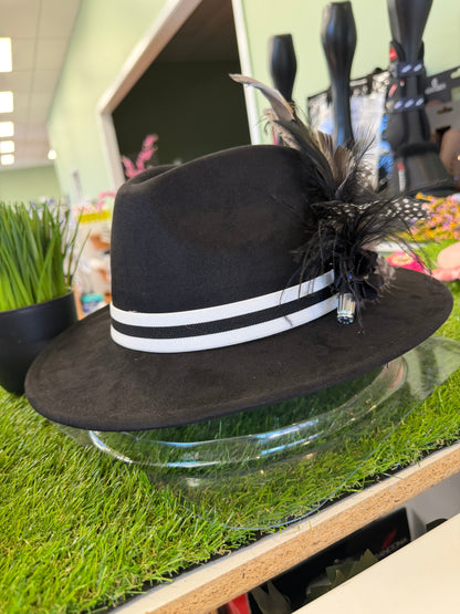 Parkhill Black Fedora with Feather Pin