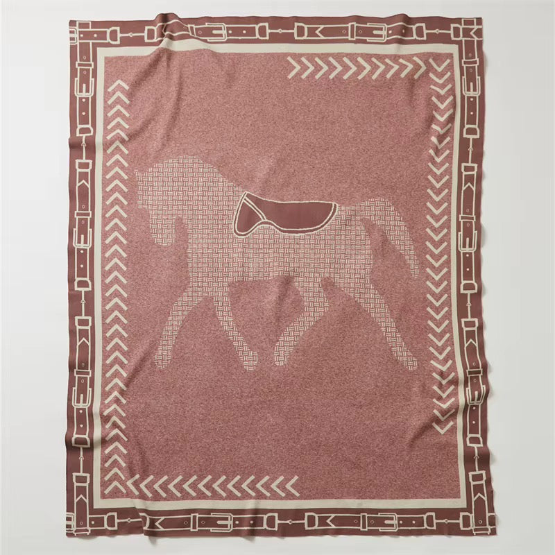 ARI Horse Design Wool Blend Blanket/Throw