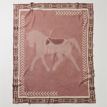 ARI Horse Design Wool Blend Blanket/Throw