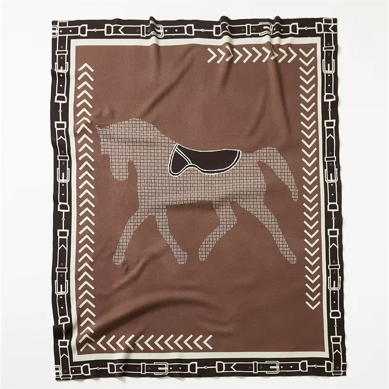 ARI Horse Design Wool Blend Blanket/Throw