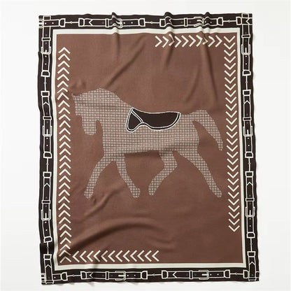 ARI Horse Design Wool Blend Blanket/Throw