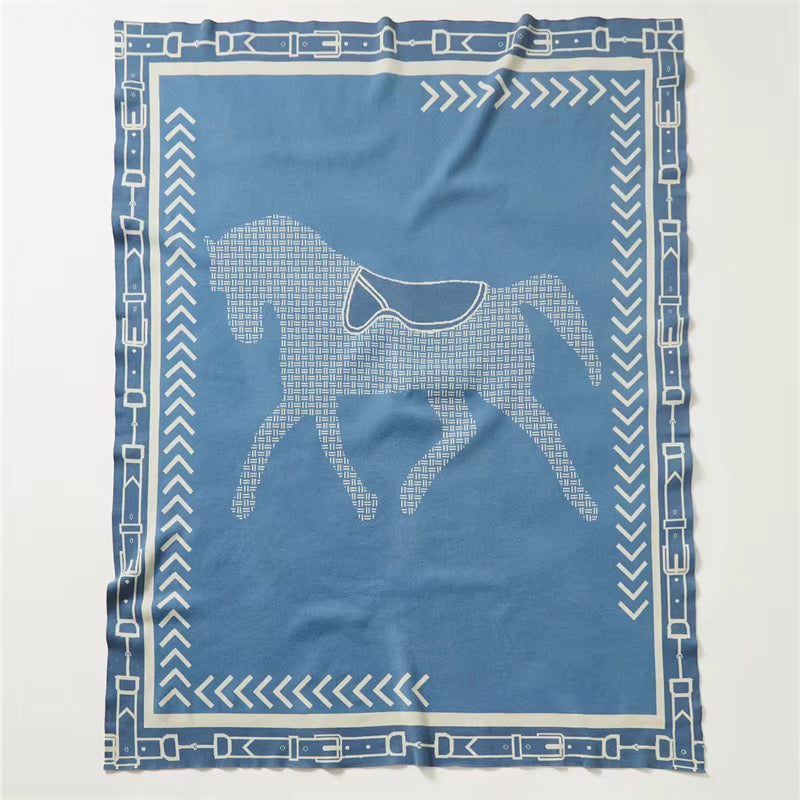 ARI Horse Design Wool Blend Blanket/Throw