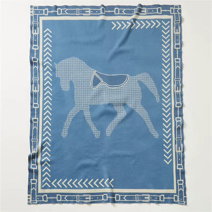 ARI Horse Design Wool Blend Blanket/Throw