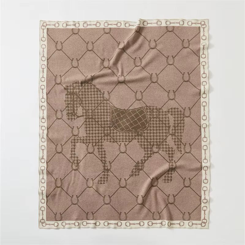 BRIDGET Horse Design Knitted Blanket/Throw