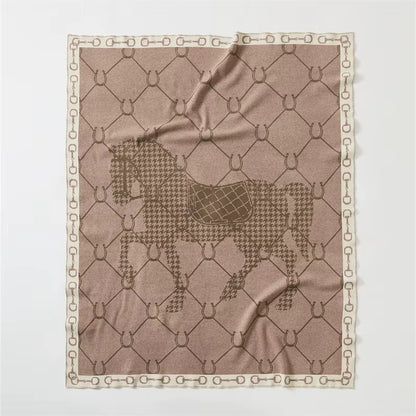 BRIDGET Horse Design Knitted Blanket/Throw