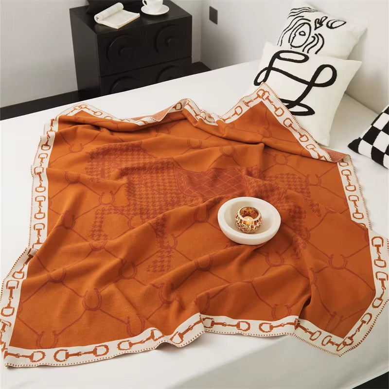 BRIDGET Horse Design Knitted Blanket/Throw