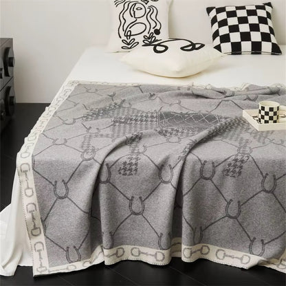 BRIDGET Horse Design Knitted Blanket/Throw