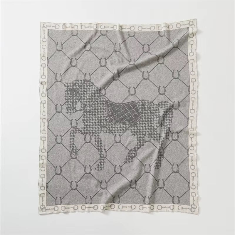 BRIDGET Horse Design Knitted Blanket/Throw
