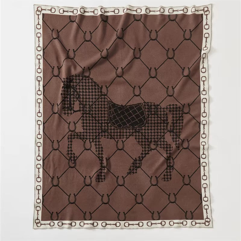 BRIDGET Horse Design Knitted Blanket/Throw