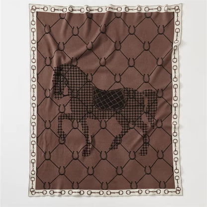 BRIDGET Horse Design Knitted Blanket/Throw
