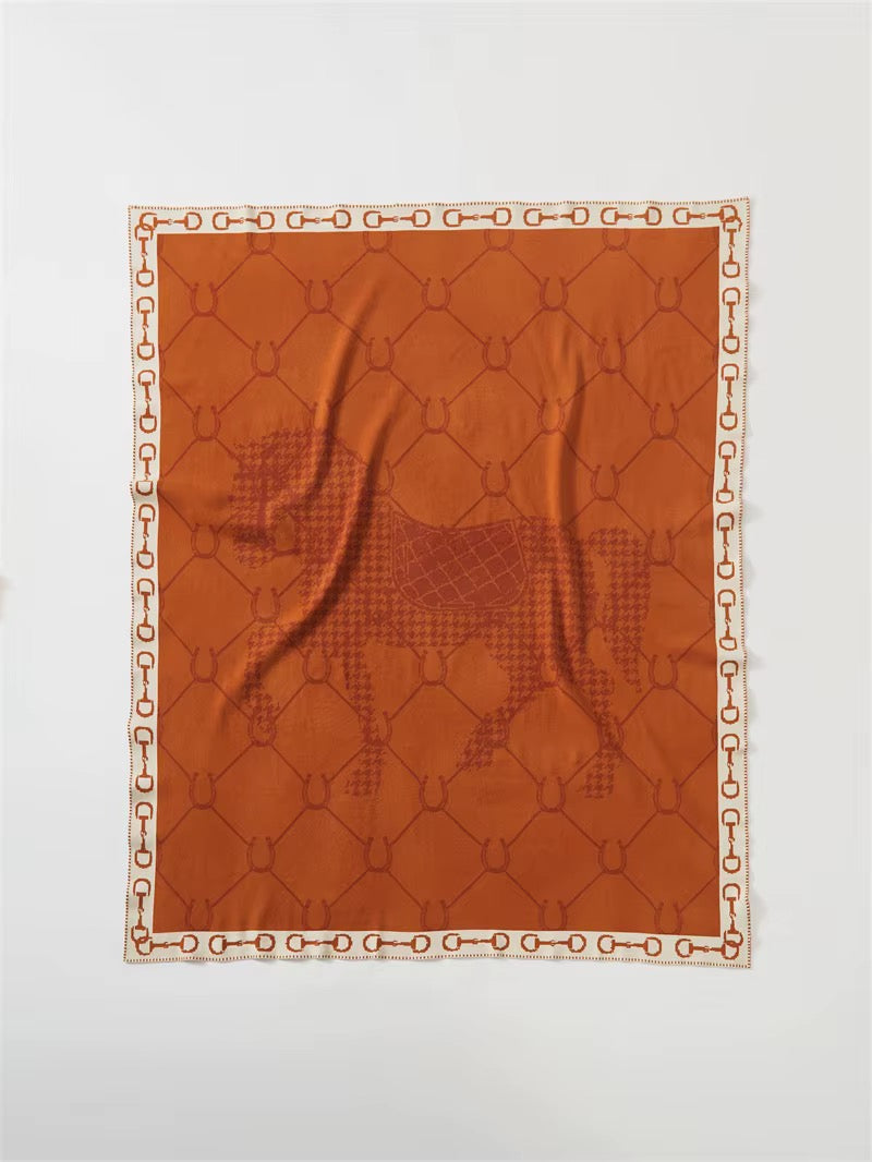 BRIDGET Horse Design Knitted Blanket/Throw