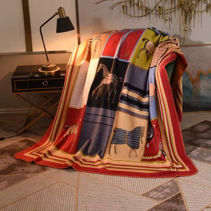 CLANCY Horse Design Velveteen Weighted Throw/Blanket